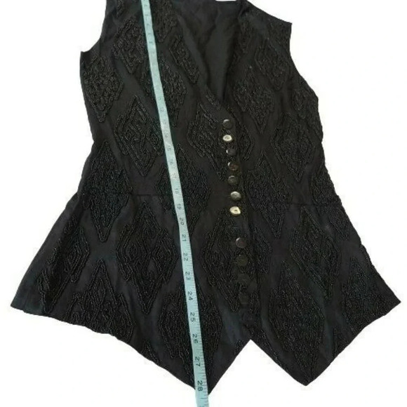 Kenar Black vest  Jacket Sleeveless With front Bead  Size S Buttons Down women's - Picture 4 of 8